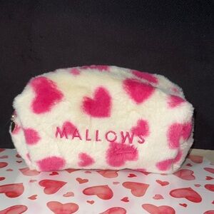 Mallows Beauty Pink Heart Fur Make Up Bag NEW